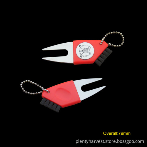 Golf Divot Tool with Brush & Ball Chain (#683)
